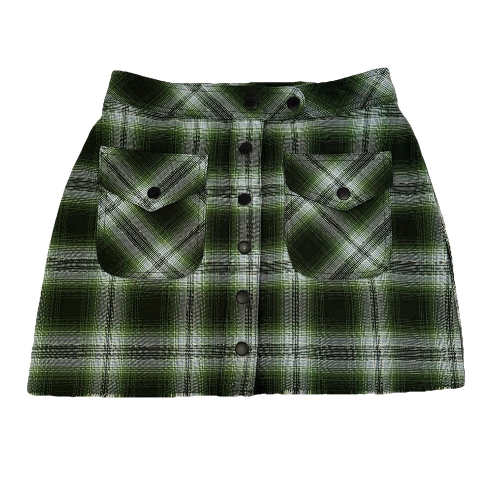 Dark Academia Plaid Mini Skirt L Preppy Punk Schoolgirl Twee Button Front